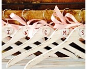 Hand Painted Antiqued Personalized Bridesmaids Hanger with Your Wedding Color Ribbon