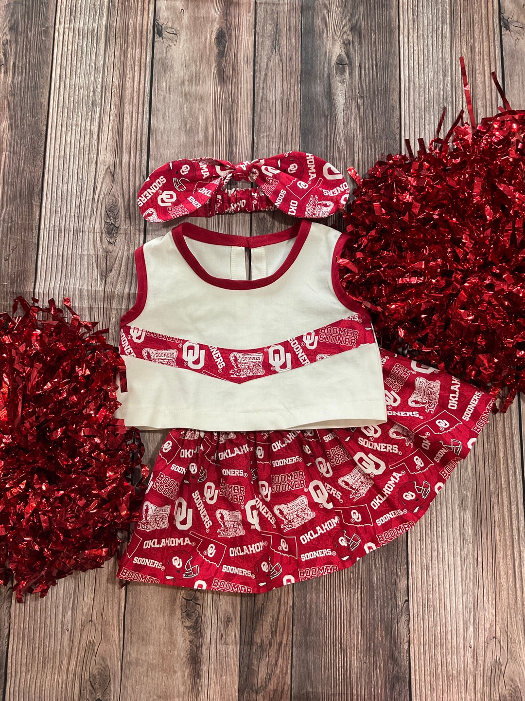 Cheerleader Outfit/ Toddler Cheerleading Set/ Oklahoma Sooners/ Skirt