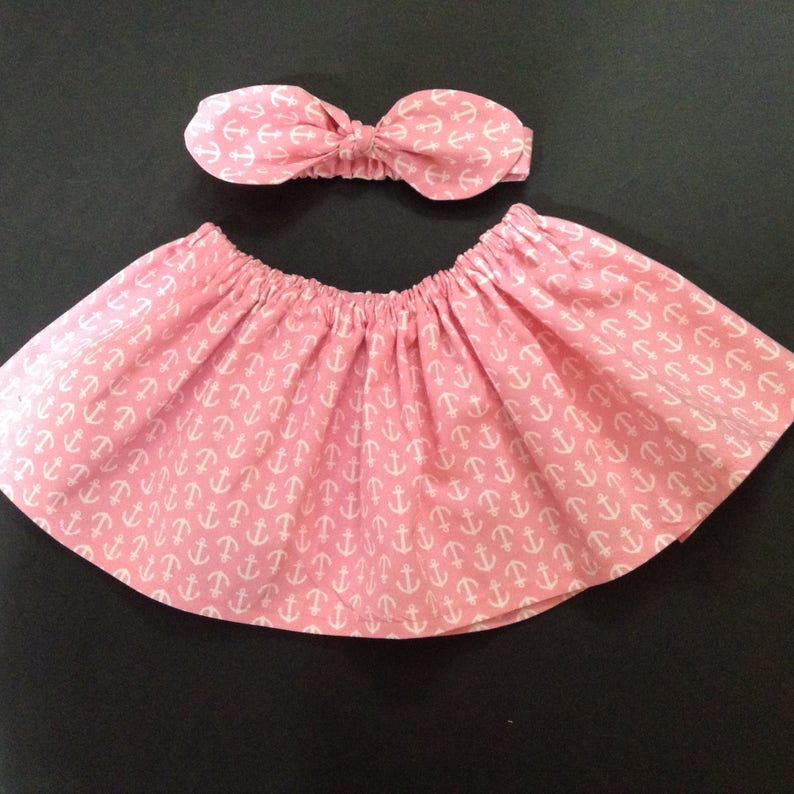 Girls nautical skirt baby girl pink anchor skirt photo prop Etsy