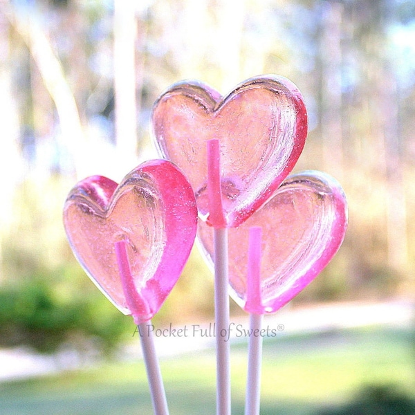 12 Heart Wedding Favors, NON GMO, Valentines Day Party, Anniversary Party Favors, Heart Lollipop, Bridal Shower Favors, Baby Shower Favors