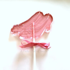 Princess Birthday Party Favor, Glass Slipper, Princess Shoes, Cinderella Party Favors, Cinderella Wedding Favors, 8 LARGE Vegan Lollipops