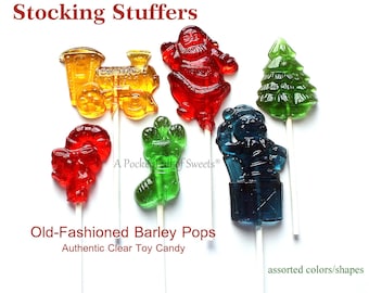 Clear Toy Candy, Barley Sugar Lollipops, Sugar Glass Candy, Barley Sugar Holiday Candy, Christmas Gift Idea, Stocking Stuffer