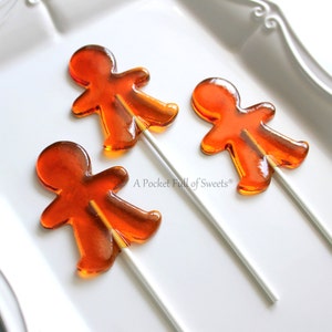 Clear Toy Candy, 10 Barley Sugar Lollipops, Gingerbread Man, Stocking Stuffer, Barley Sugar Candy, Christmas Gift, Holiday Favor