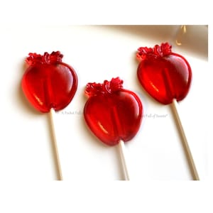 Apple Birthday Party Favor, Apple Baby Shower Favor, Fall Wedding Favors, Cake Topper, Candy Apple, 10 Lollipops, Vegan Candy, Gift