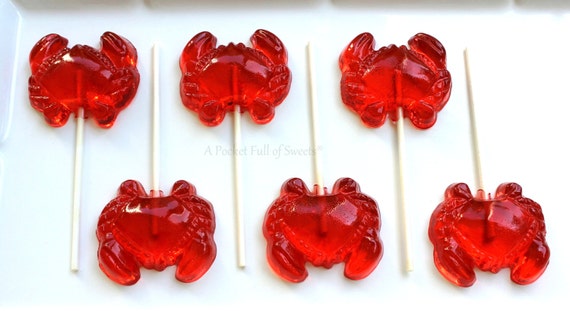 Crab Boil Party Favors, NON GMO, Ocean Wedding Favors, Ocean Baby Shower, Nautical Birthday Party, Beach Wedding Favors, 7 Barley Sugar Pops Il_570xn