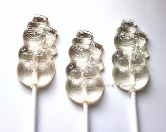 Clear Toy Candy, NON-GMO, Frosty the Snowman, Christmas Party Favors, Stocking Stuffers, Christmas Gifts, Barley Sugar Lollipops, 12 Pops