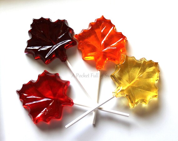 Fall Wedding Favors, Fall Wedding Decor, LARGE Maple Leaf, FALL LEAVES, Fall Bridal Shower, Barley Pops, Wedding Favors, 6 Lollipop Favors Il_570xn