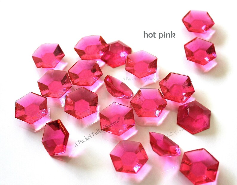 Diamond Confetti, Isomalt Diamonds, Dragon Treasure, Table Scatter, Wedding Cake Topper, Baby Shower Cake, Birthday Cake Topper, Sugar Gems Hot pink