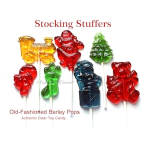 Clear Toy Candy, Holiday Candy, Stocking Stuffer, Barley Sugar Candy, 8 Christmas Party Favors, Edible Christmas Gift, For Mom, For Him