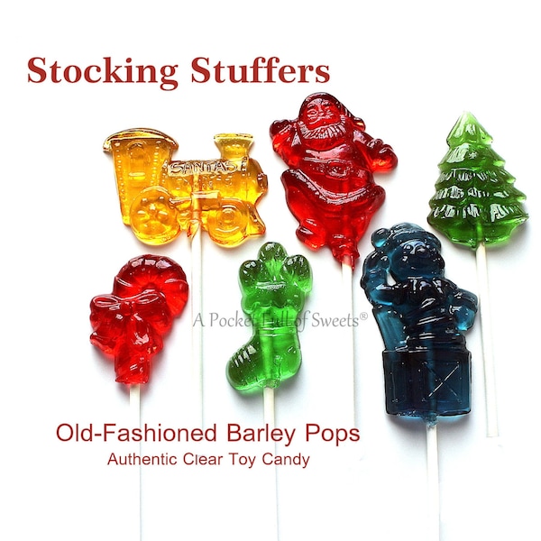 Stocking Stuffer, Clear Toy Candy, Barley Lollipops, Barley Sugar Candy, Holiday Candy, Christmas Gift Idea, Gifts For Coworker, Nostalgia
