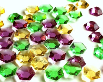 MARDI GRAS Party Cookie and Cake Decor, Edible Sugar Gems, Mardi Gras Wedding Cake Decor, Isomalt Diamonds, Cupcake Topper, Isomalt Crystals