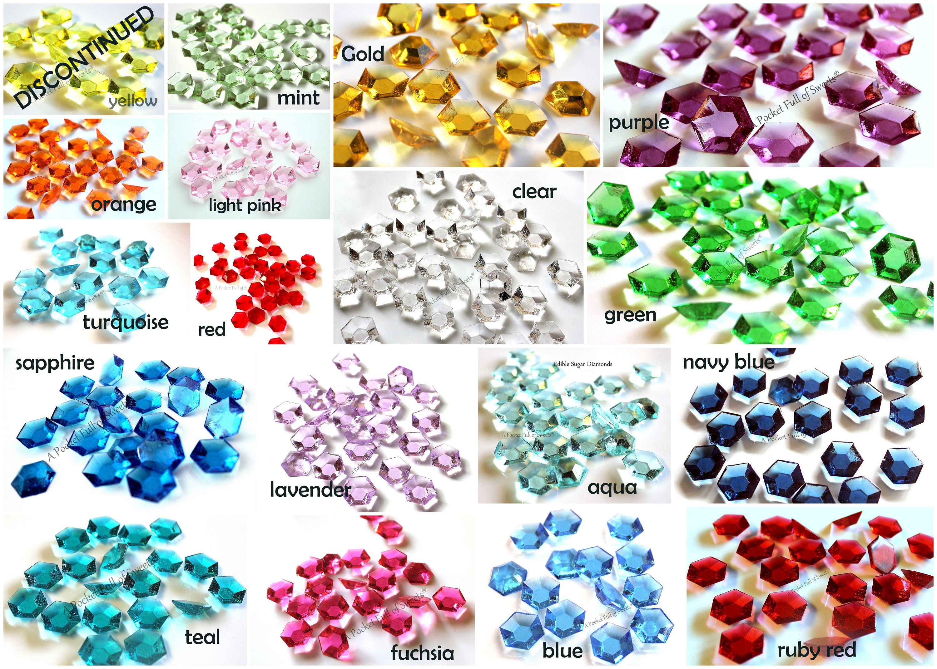 Edible Diamonds For Cake, Hard Candy, Sugar, Gems, Jewels, Diamonds, …
