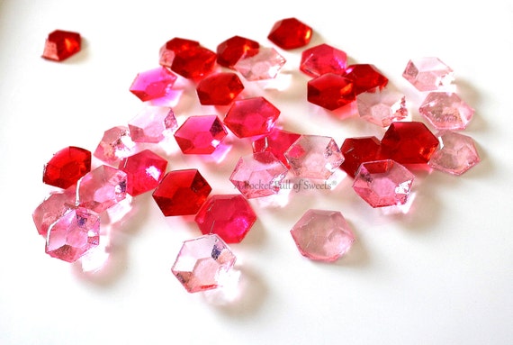 Strawberry Party Cake Decor, Edible Diamonds, Cupcake Toppers, Isomalt Gemstones, Cupcake Topper, Bridal Shower, Strawberry Shortcake Party Il_570xn