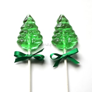 Clear Toy Candy, NON GMO, Stocking Stuffer, BARLEY Sugar Candy, Christmas Party Favor, Barley Lollipops, Christmas Gift, For Grandma Grandpa 12 Green Trees