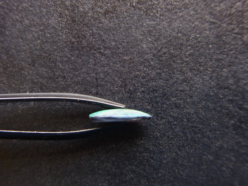 Black Opal Freeform Cabochon Lightning Ridge Green and turquoise pinfires 9.5 x 6.5 mm approx.Item 378