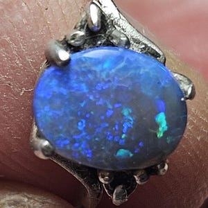 Solid Black Opal Ring from Lightning Ridge New South Wales