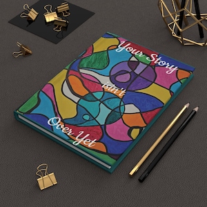 Hard Cover Journal -Colorful Abstract With Purple and Teal Semi-colon for Suicide Prevention and Awareness - Not Created Using AI