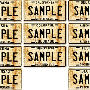 Custom Personalized Metal Vintage Weathered Black and White License Plate Your Name, Your Text, Your State - Choose from all 50 States