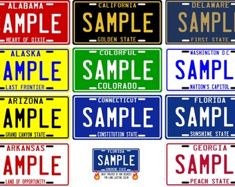 Custom Personalized Metal  Vintage 1960's Style License Plate Your Name, Your Text, Your State - Choose from all 50 States