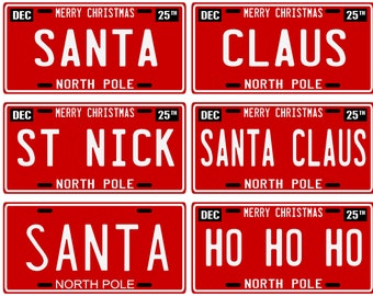 SANTA CLAUS Christmas Ornament Metal License Plate