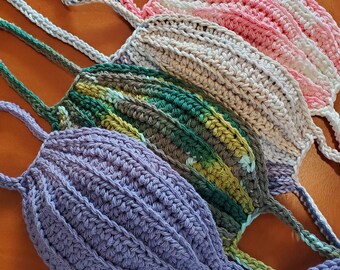 FUNDRAISER - Cotton Lined Adult Crochet Face Mask with Ties | Non-Medical Grade | Reusable | Washable | Breathable