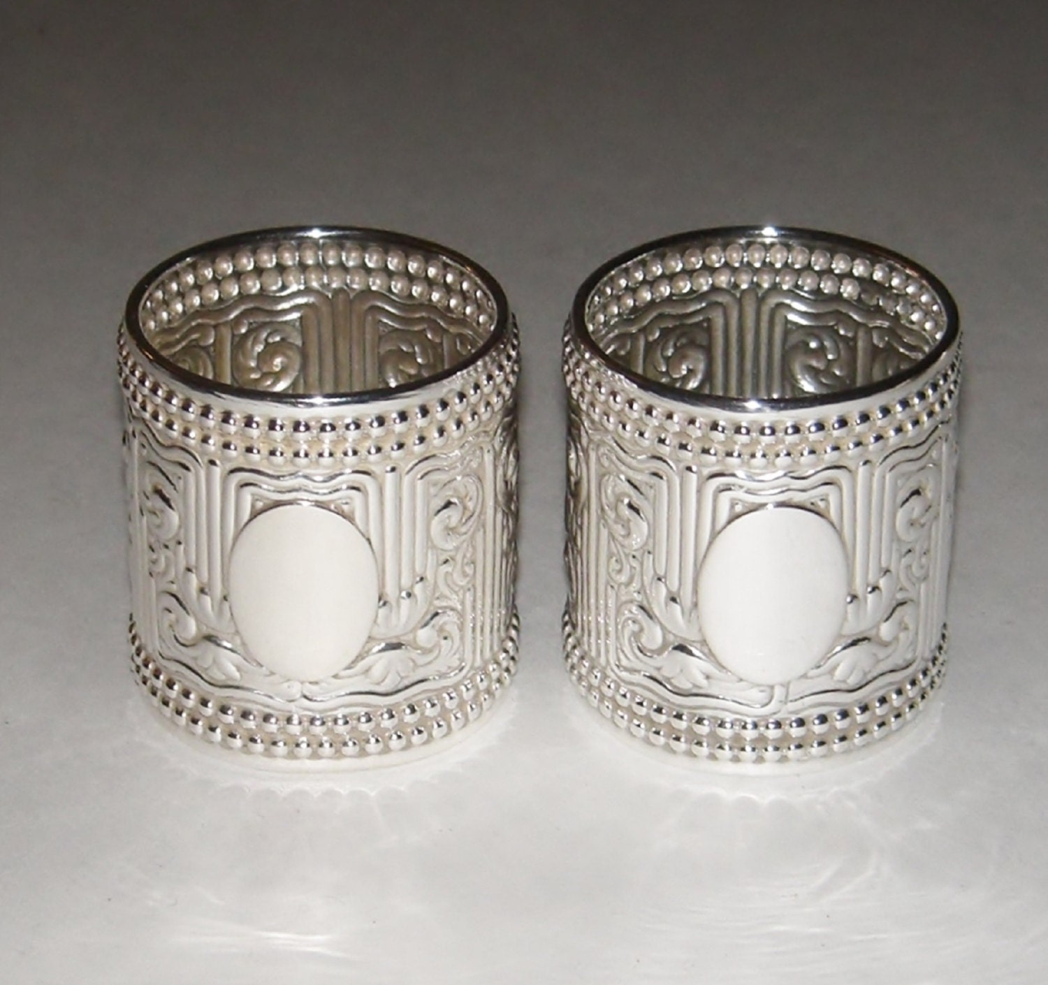 Antique Gorham Sterling Silver Year 1888 Napkin Rings Set of 2 Art