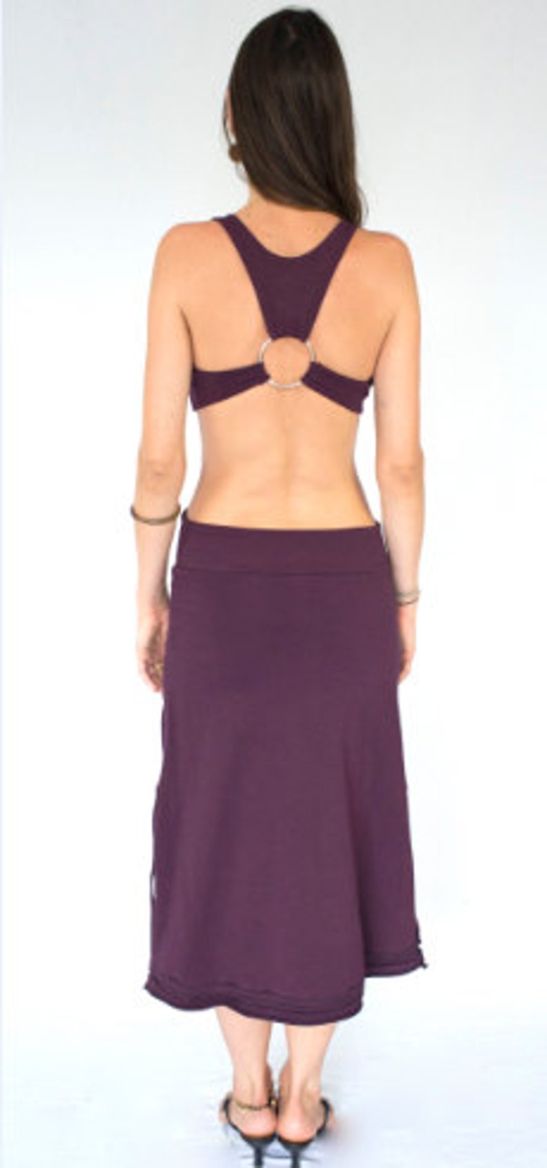 Goddess moon long ring backless dress