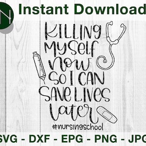 Nursing School RN Digital Download, SVG, PNG, Dxf, jpeg, eps - for Crafters, Vinyl Decals, Printable Stickers for Nursing Students image 1