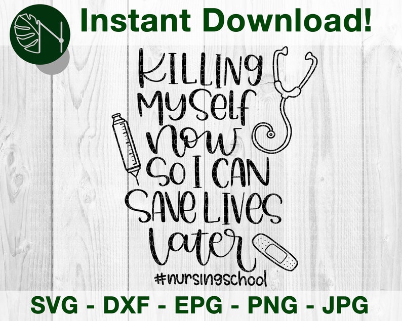 Nursing School RN Digital Download, SVG, PNG, Dxf, jpeg, eps - for Crafters, Vinyl Decals, Printable Stickers for Nursing Students image 1