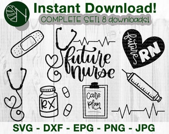 Future Nurse Clipart PNG Set - Digital Download, Available as a Set or Individual Downloads - for Crafters, Vinyl Decals, Printable Stickers