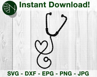 Stethoscope Nurse, Doctor, EMT Digital Download, SVG, PNG, Dxf, jpeg, eps - for Crafters, Vinyl Decals, Stickers - Medical Field, Healthcare