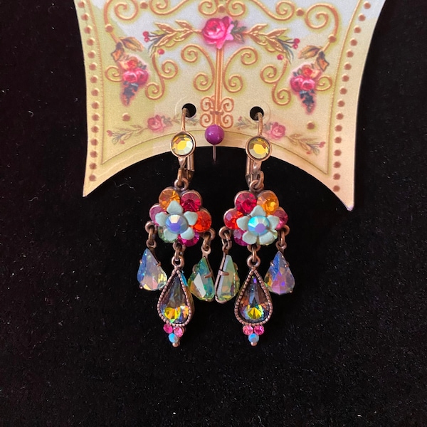 Vintage Orly Zeelon Garden Chandelier Earrings Never Worn Original Tag                 1999 - 2000