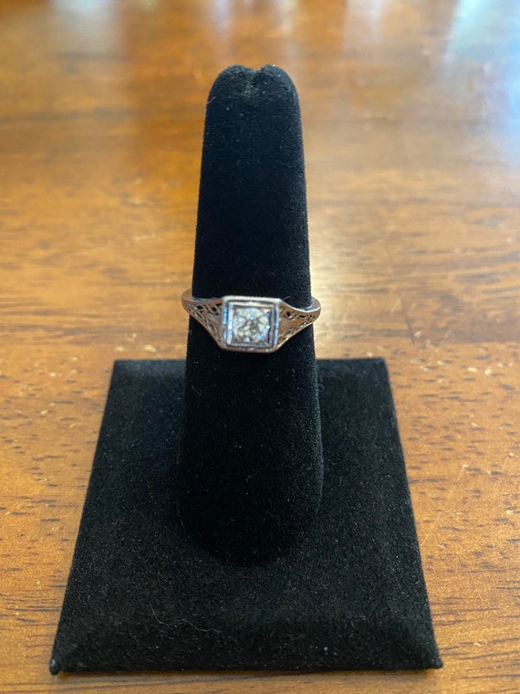 Edwardian Engagement Ring. 1920s - 1930s Square S… - image 1