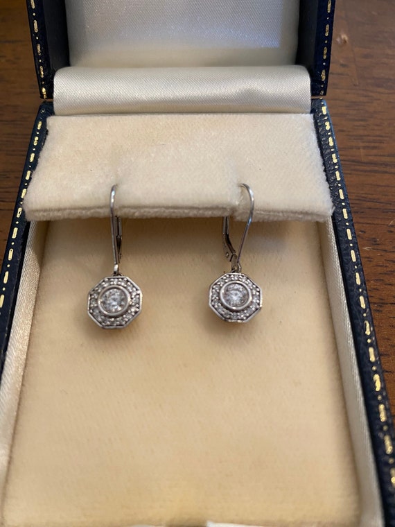 Diamond Drop Earrings Vintage Octagonal Shaped Set