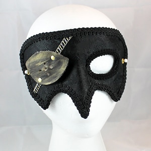 Pirate Mask, Satin Brocade Over Leather Pirate Masquerade Ball Mask with Eye Patch, Men&#39;s Formal Party Mask