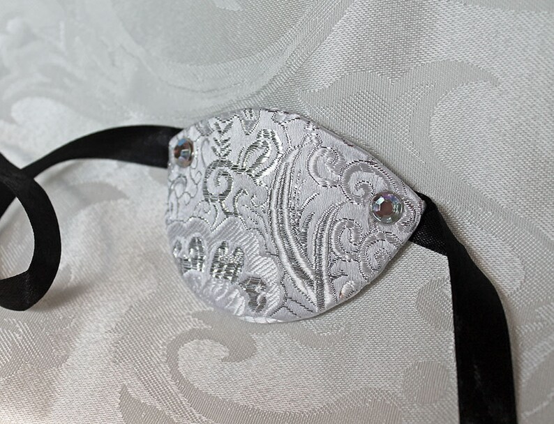 White Eye Patch MADE to ORDER White and Silver Paisley Etsy