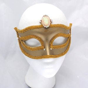 Gold Masquerade Mask with Gold Trim, Gold Half Mask, Women&#39;s Masquerade Ball Mask