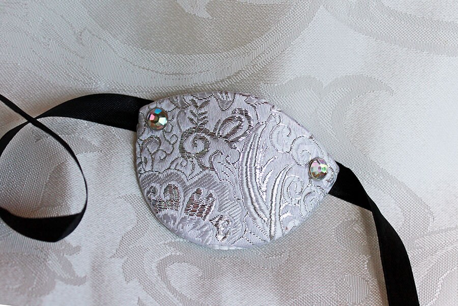 White Eye Patch MADE to ORDER White and Silver Paisley Etsy