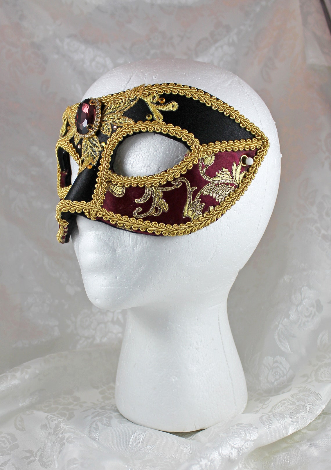 Halloween Masquerade Ball Mask Handmade Black Satin and Etsy