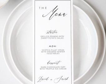 Elegant Wedding Menu Sign: Minimalist 4x9 Canva Template (Digital Download)
