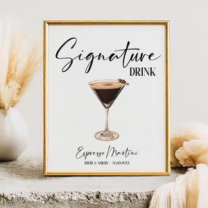Espresso Martini Bar Sign: Elegant Wedding Cocktail Menu (Canva Template, Printable Digital Download