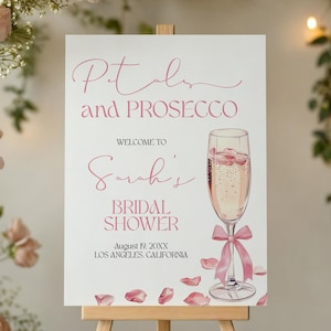 Petals and Prosecco Bridal Shower Welcome Sign: Editable Canva Template (Digital Download)