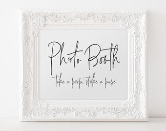 INSTANT DOWNLOAD... Photo Booth Sign 5x7" or 8x10" DIY Wedding Poster Printable... Black... Signature Design