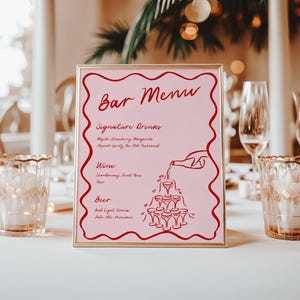 wedding bar menu sign, printable cocktail menu, bar menu sign template, birthday drink menu sign, whimsical wedding sign, editable bar menu sign, hand drawn bar decor, diy cocktail party sign, custom drink menu sign, wedding reception bar, birthday bar sign decor, signature drink menu, canva editable bar sign
