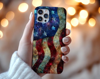 USA Flagge Glasmalerei Handyhülle: Vaterländisch für iPhone Samsung Cover
