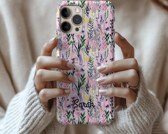 Pink Wildflower Phone Case, Cute Floral Tough Case, Girly Phone Protector, Aesthetic Flower Smartphone Case, Gift for Her, Floral Phone Case