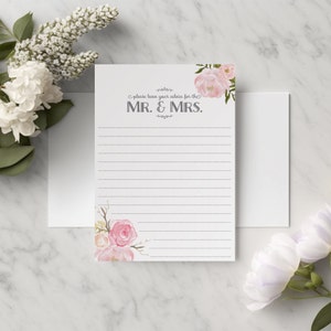 Marriage Advice Cards - druckbare 5x7 Karte für Mr & Mrs, Hochzeitsempfehlungskarten, Pfingstrosenblumendesign