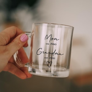 Personalized Grandma Mug: Customize with Gigi, Nana, Mimi - Pregnancy Reveal or Birthday Gift