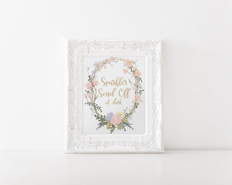 INSTANT DOWNLOAD - Sparkler Send Off Printable Sign 8x10" DIY Wedding Poster... Floral Gold and Pink