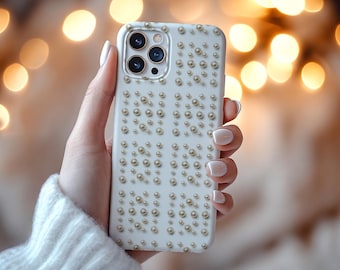 Etui na telefon z perłowymi kropkami: eleganckie etui na iPhone'a i Samsunga